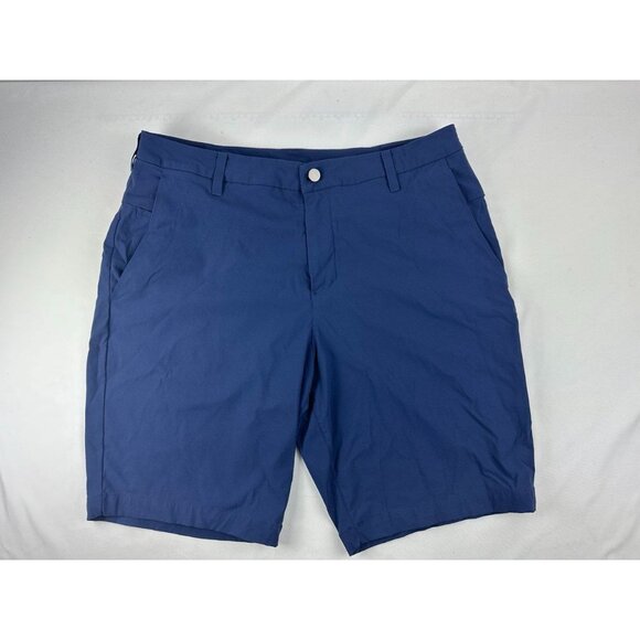 Lululemon Commission Navy Blue Tech Walk Chino Shorts Mens Waist Size 36 - Picture 1 of 9